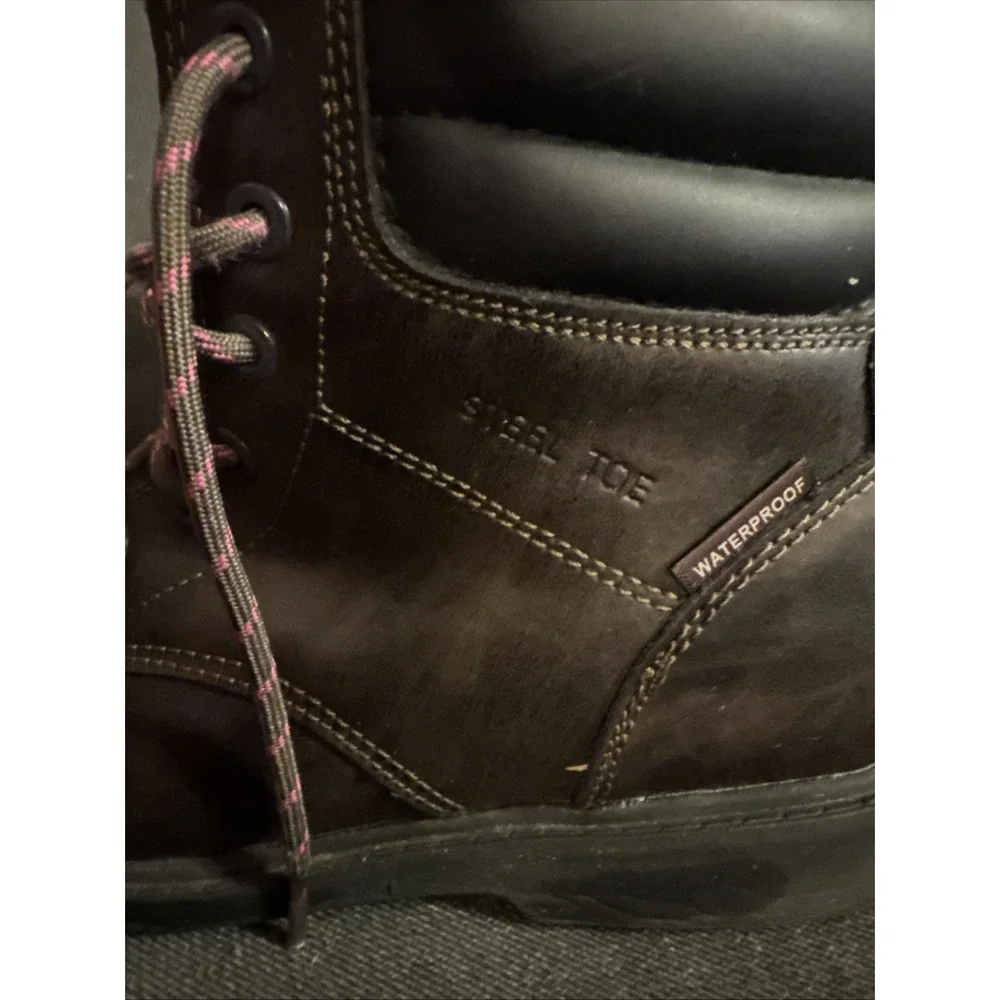 Womens Brahma Steel Toe Boots Brown With Pink Interior Size 8